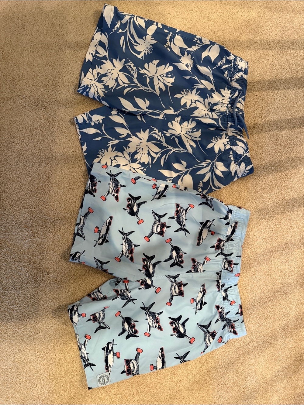 abercrombie kids Blue Floral & Light Blue Orca Swim Trunks - Pair